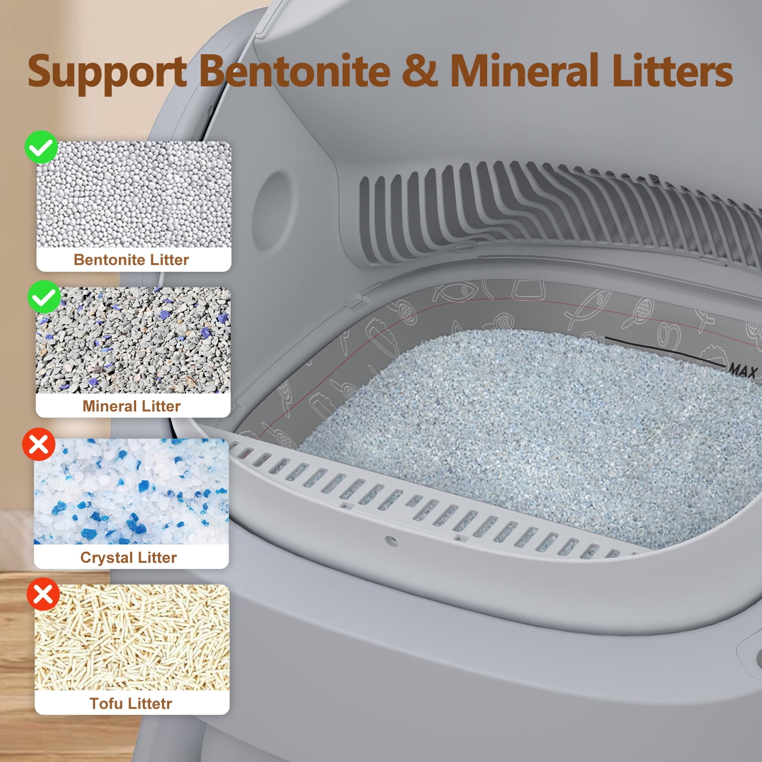 PetPivot Automatic Cat Litter Box Self-Cleaning with Safety Protection, Mat and Trash Bags Included, Steel
