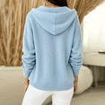 thumbnail image 5 of Sorvello Women's Hooded Knit Cardigan Sweater Button Down V Neck Drawstring Hood Solid Color Warm Fall Winter Outerwear Coat for Women Sky Blue XXL, 5 of 7
