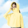 thumbnail image 3 of Girls Boys UPF 50+ Sun Hoodie Shirts with Mask and Brim Long Sleeve UV Protection Ice Silk Zip Sunscreen Clothes Yellow 15-16 Years, 3 of 8