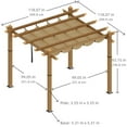 thumbnail image 2 of WildBreak Outdoor Pergola 10 x10 Feet, Wood Grain Metal, with Retractable Canopy, Khaki, 2 of 7