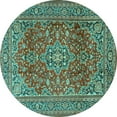 thumbnail image 1 of Ahgly Company Machine Washable Indoor Round Persian Turquoise Blue Traditional Area Rugs, 4' Round, 1 of 4