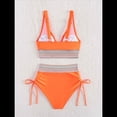 thumbnail image 4 of Bikini de Dos Piezas para Mujer, Cintura Alta, Cuello Halter, Traje de Baño Adelgazante, Naranja, Rojo, Talla M, 4 of 7
