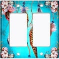 thumbnail image 6 of Metal Light Switch Plate Cover Beaded Feather Flower Strings Teal DRM013, 6 of 14