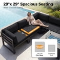 thumbnail image 3 of RADIATA Patio Aluminum Furniture Set with Fire Pit Table and Oversized 29" Seats, 7 Pieces Outdoor Sectional Conversation Sofa Set for Backyard, Poolside, 500 lb/Seat, Gray & Black, 3 of 11