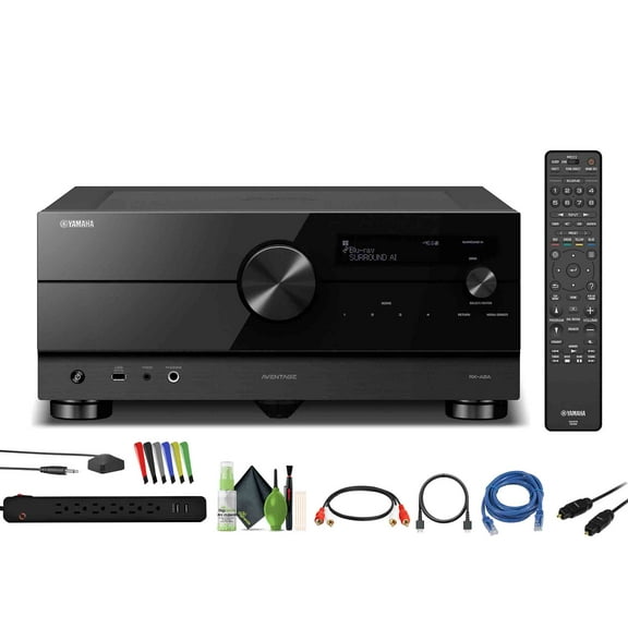Yamaha AVENTAGE RX-A8A 11.2-Channel Surround Sound Network AV Receiver MusicCast Built-In Wi-Fi and Bluetooth Streaming Home Theater System Bundle With Accessories