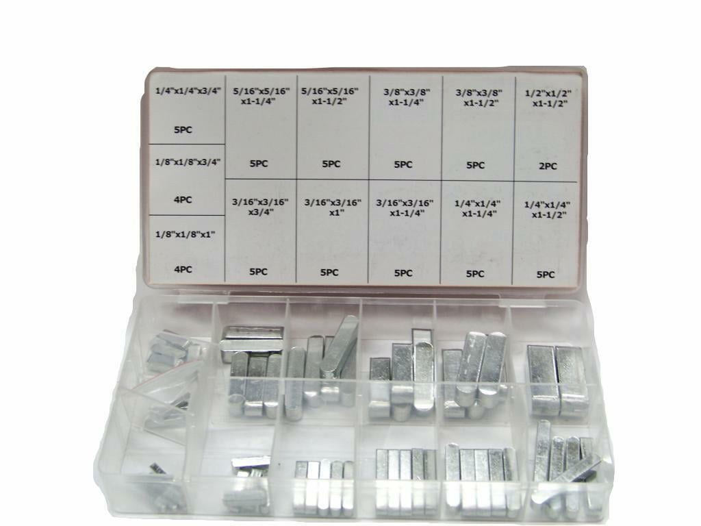 60 pc SAE Keystock Bar Assortment Locks Gears Pulleys Sprockets to