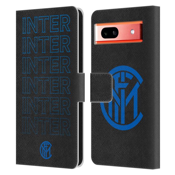 Head Case Designs Officially Licensed Inter Milan Graphics Logo Type Leather Book Wallet Case Cover Compatible with Google Pixel 7a