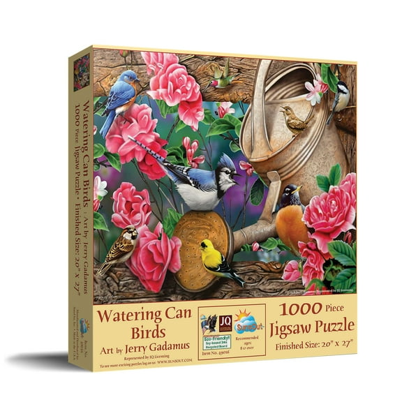 SUNSOUT INC - Watering Can Birds - 1000 pc Jigsaw Puzzle by Artist: Jerry Gadamus - Finished Size 20" x 27" - MPN# 49016