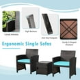 thumbnail image 2 of Aimee Lii 3 Pieces Patio Wicker Furniture Set with Storage Table and Protective Cover, Outdoor Patio Furniture, Turquoise, 2 of 8