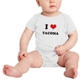 thumbnail image 2 of I Heart Tacoma Love Funny Cute Baby Bodysuit Romper (White, 12-18 Months), 2 of 5