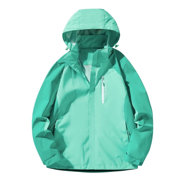 Pisexur Manteau de Pluie Léger pour Femmes Imperméable à Blocs de Couleur Manteau de Pluie Coupe-Vent Manteaux de Pluie Imperméables avec Capuchon L-5TG