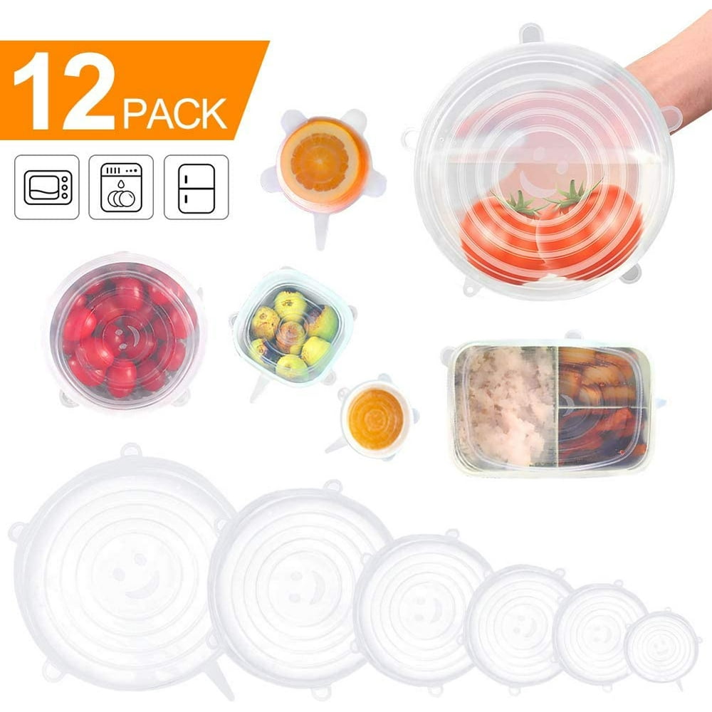 Reusable Silicone Stretch Lids - Pack of 12 Lids Various Sizes - Covers ...