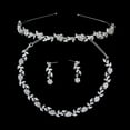 thumbnail image 2 of HEMOTON Bridal Wedding Rhinestone Decorated Floral Jewelry Set Tiara Necklace Earrings (Silver), 2 of 6