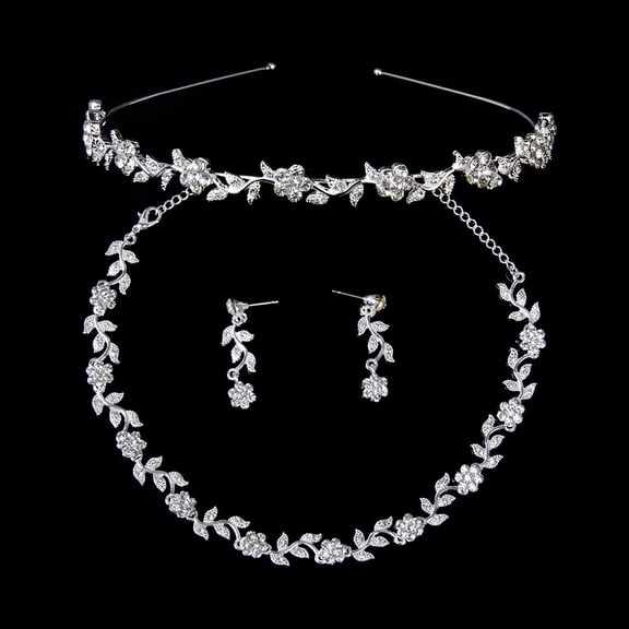 WHAMVOX Silver Bridal Tiara with Rhinestone and Alloy for Wedding Jewelry Set Suitable for Most Ladies 6.5 Inches