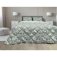thumbnail image 1 of Mandala Comforter & Sham Bedding Set, Floral Mandala Ornamental Vintage Blooming Flowers Foliage Leaves Garden Themed, 3 pcs Duvet Set Microfiber Filling Quilt, 5 Sizes, Yellow Blue, by Ambesonne, 1 of 4
