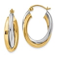 thumbnail image 1 of 14k Two Tone Gold Double Oval Hoop Earrings, 1 of 6