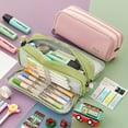 thumbnail image 3 of Estuche grande para lápices con 3 compartimentos, bolsa para lápices de gran capacidad, bolsa para guardar bolígrafos, 3 of 5