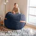 thumbnail image 2 of Big Joe Fuf 4Ft Foam Bean Bag Chair with Removable Cover for Kids, Teens, Midnight Blue, Corded Plush, 4 foot Large Reading and Gaming Seat, 2 of 7