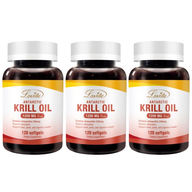 Lovita Krill Oil 1200mg with Astaxanthin, EPA DHA Omega 3 Supplement