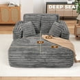 thumbnail image 4 of Muumblus Oversized Chaise Lounge Chair Indoor Furniture, No Assembly Required, Plush Corduroy Upholstered Sofa Bed Cozy Sleeper Couch for Living Room, Bedroom, Grey, 4 of 10