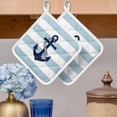 thumbnail image 2 of Aqua Stripe Nautical Pot Holders for Kitchen Heatproof Potholder, 5 Pack Navy Blue Anchor Summer Coastal Hot Pads Multipurpose Oven Pads Cloth Potholders Trivet for Cooking Baking, 2 of 8