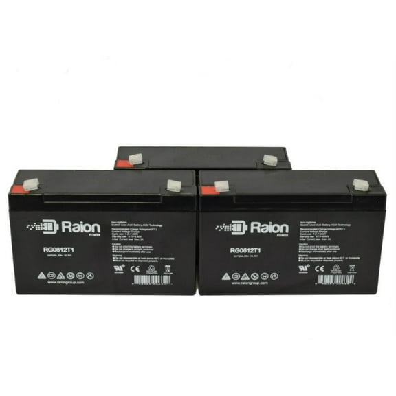 Raion Power 6V 12Ah Replacement Battery for Streamlight Litebox - 3 Pack