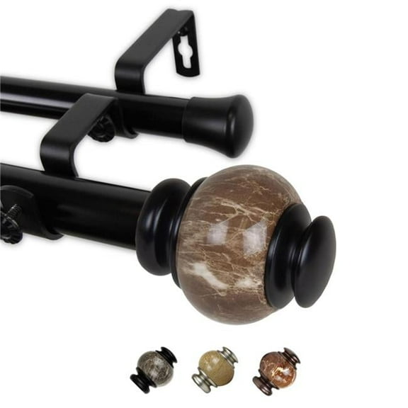 Central Design 100-25-282-D 1 in. Polychrome Double Curtain Rod, Black - 28-48 in.
