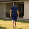 thumbnail image 3 of GrmtClth Men's Short Sets 2 Piece 2026 Beach Short Sleeve Tops Classic Button Down Clothing Workout Textured Outfits Royal Blue XL, 3 of 6