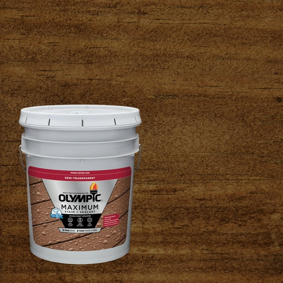 Olympic Maximum 5 Gallons ST-2010 Dark Bark Semi-Transparent Exterior Stain and Sealer in One Low VOC