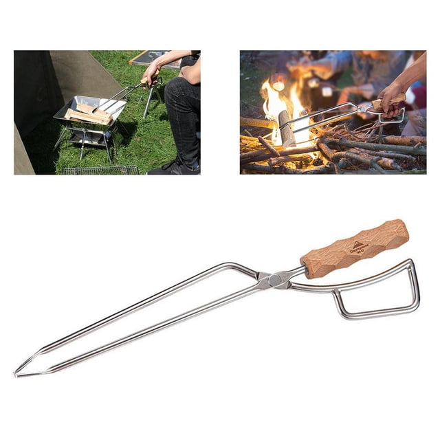 Pinzas para la chimenea que acampan al aire libre del acero inoxidable de la resistencia, pinzas a prueba de calor portátiles del carbón de leña para Macarena Pinzas para chimenea