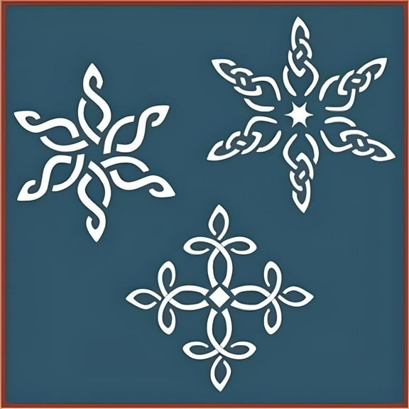 Celtic Snowflake Stencil Set for painting, Christmas decor, Reusable Mylar DIY Art & Craft template, Viking Symbols, Irish Welsh Knotwork - The Artful Stencil
