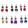 thumbnail image 4 of Women Earrings Retro Bohemian Artificial Feather Dangle Earrings Drop Earrings, 4 of 8