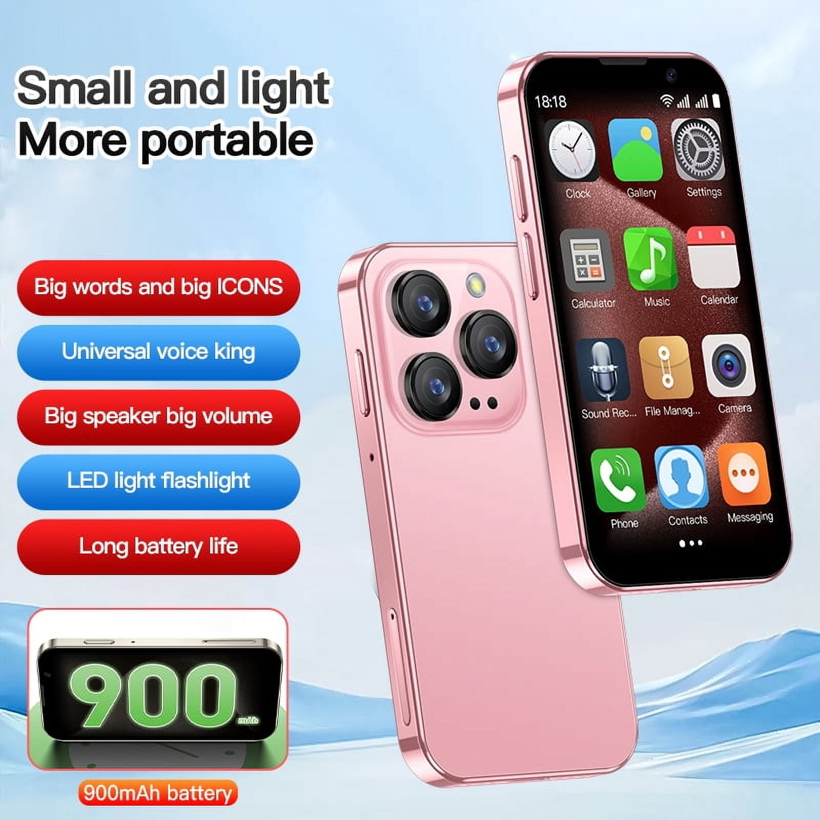 AIEK XS18 Pro 3.0" Mini Smart Phone Android  Face ID 2GB RAM 16GB ROM Facial Recognition Dual SIM Standby 3G Small Phone