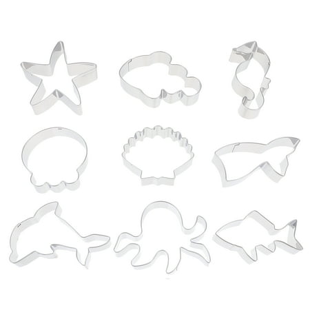 

9pcs Stainless Steel Ocean Series Cookie Molds Cookie Baking Tools (Silver)
