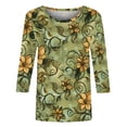 thumbnail image 2 of T-shirts for Women Graphic Print 3/4 Length Sleeve Tops Crewneck Casual Base Tee Shirt Summer Clothes (XL, Yellow 01), 2 of 5