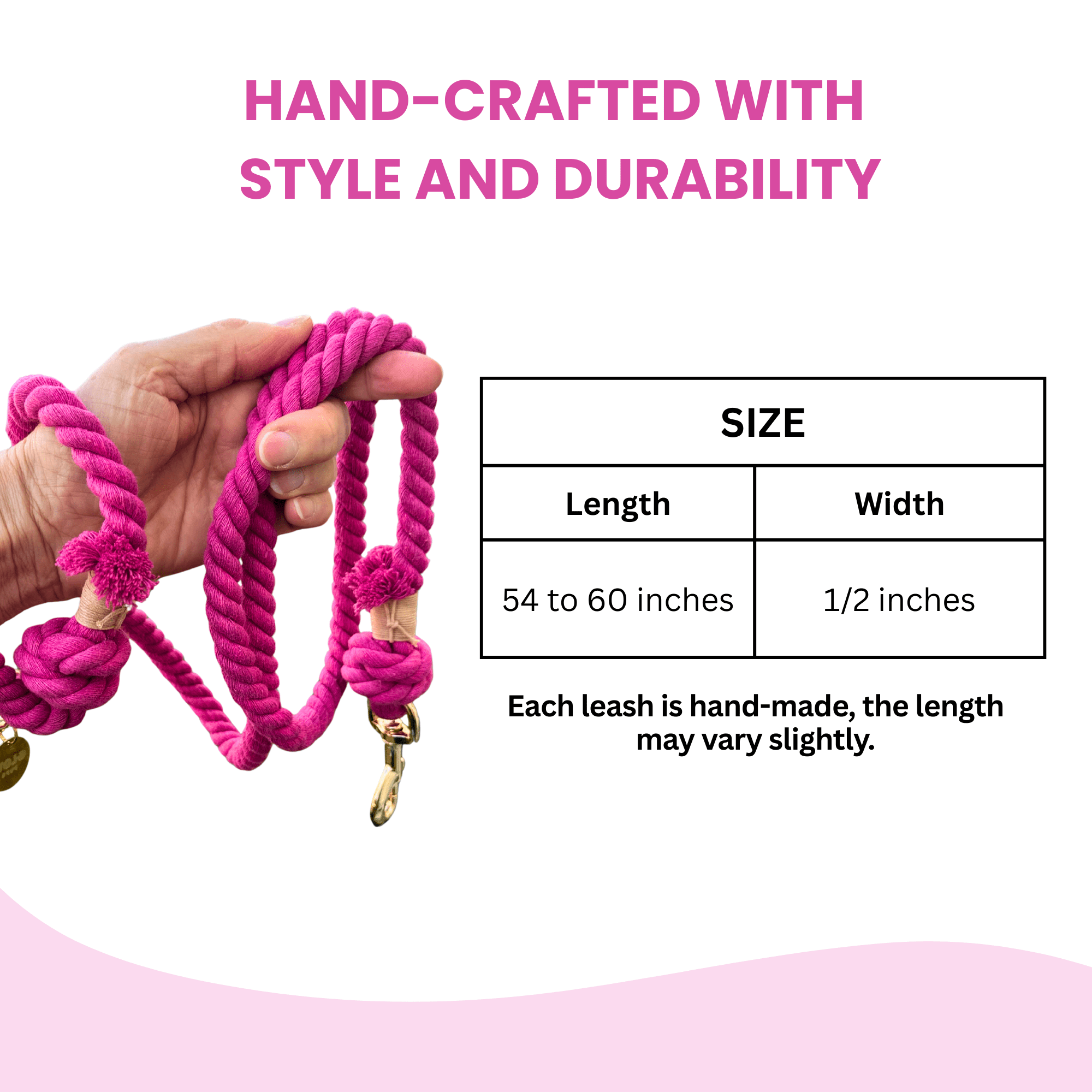 Dark Pink Boho Chic Style Dog Leash - Glow Pups