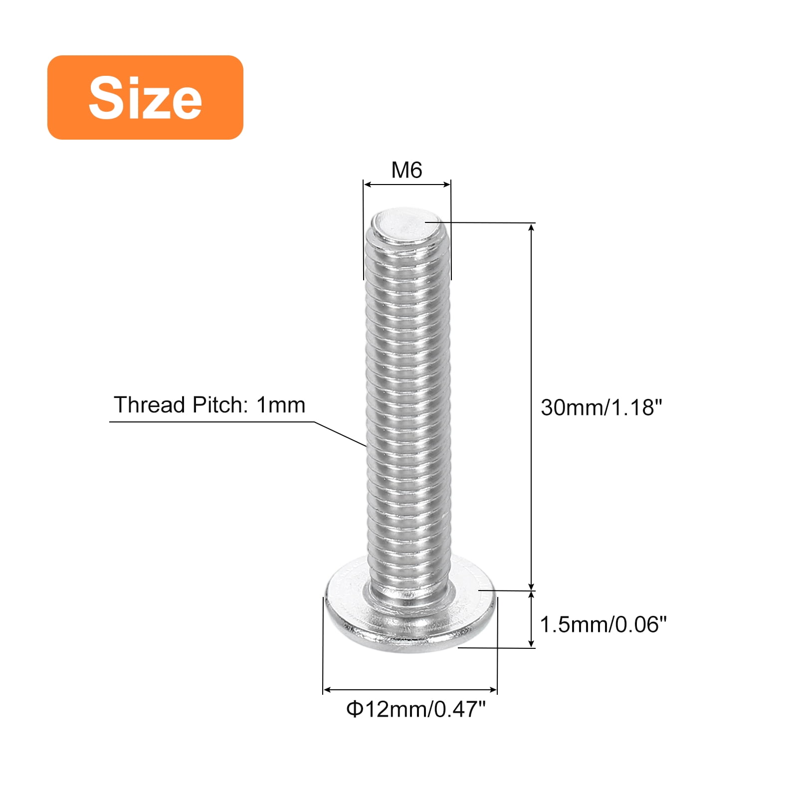 M6-1 x 30mm 100Pack Metal Flat Round Head Screws Phillips Drive Machine Bolt