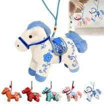 Chinese New Year 2026 Horse Plush Figurine, Lucky Chinese Zodiac Mascot Hanging Decoration for Indoor Outdoor Use, Zodiac New Year Blessing Souvenir(White)