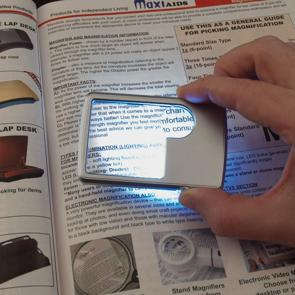 Credit Card Size Dual Power LED Magnifier 3x + 6x