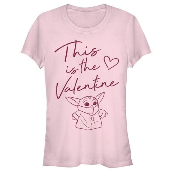 Junior's Star Wars: The Mandalorian Valentine's Day The Child Valentine Way Graphic Tee Light Pink Medium