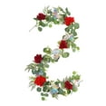 thumbnail image 2 of deevoka Artificial Peony Garland Floral Garland Flower Arrangement Greenery Garland Rose Peony Vine for Wedding Home Party Decoration Red, 2 of 9