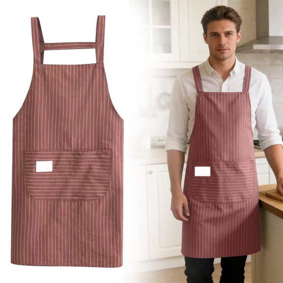 1 Pack Kitchen Cooking Aprons, Aprons for Cooking, Soft Aprons for Women Men with Pockets Chef Apron with Adjustable Neck Strap and Long Tie, Baking Apron for Women Men Chefs, Waiters, Baking