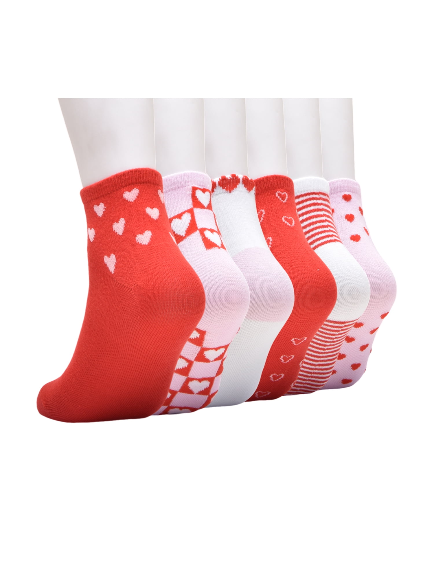 Wonder Nation Girls Heart Quarter Crews Socks, 6-pack, Size Medium (Shoe Size 10.5-4)
