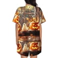 thumbnail image 4 of Womens Pajama Sets With Pocket, Halloween Windowsill Pumpkin Ghost Lounge Sets Short Sleeve Sleepwear PJ Sets for Women, 4 of 6