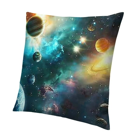 

Palnkart Space Planets Stars Short Plush Aesthetic Decorative Home Furnishing 24x24in