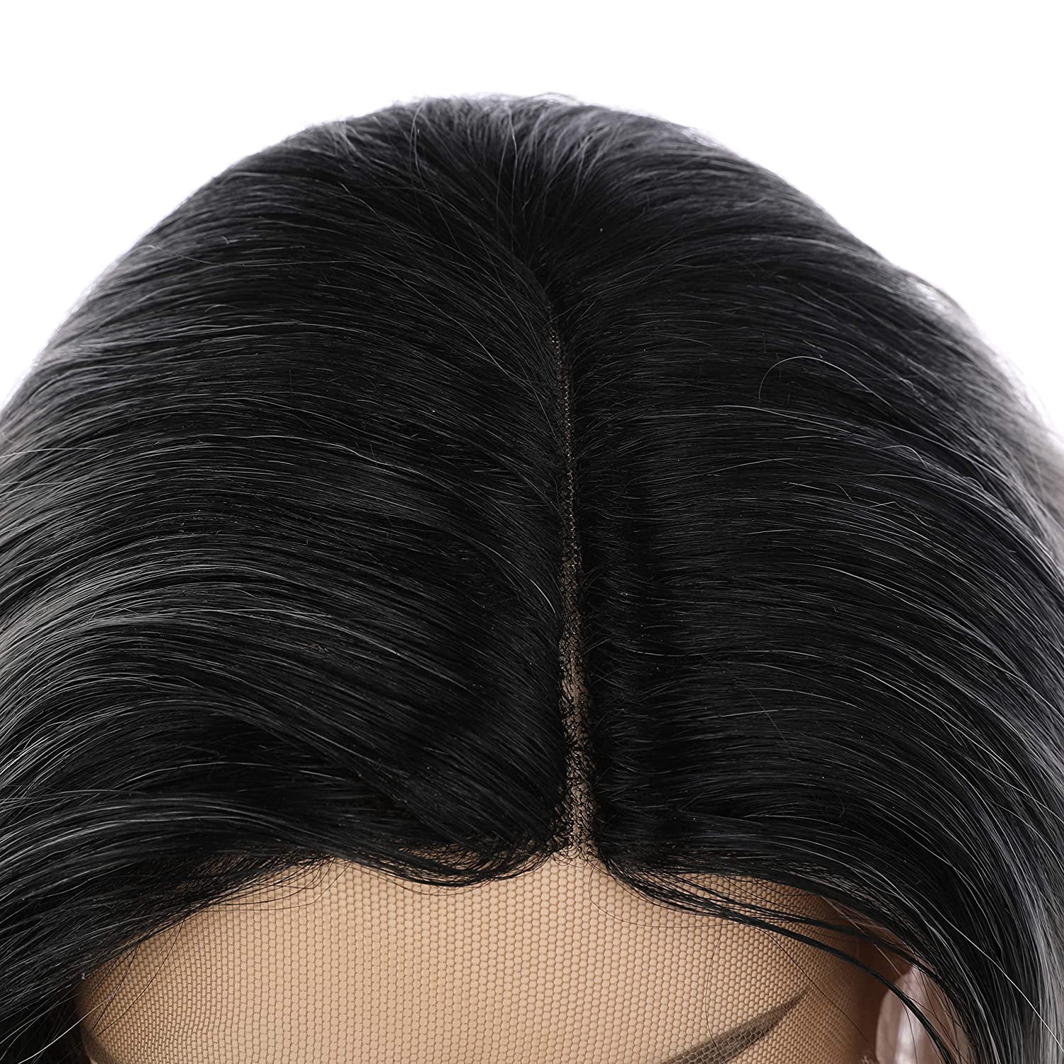 Onedor Side Part Lace Front Short Wavy Hair Bob Wigs for Women (Black Root Ombre Silver Grey)