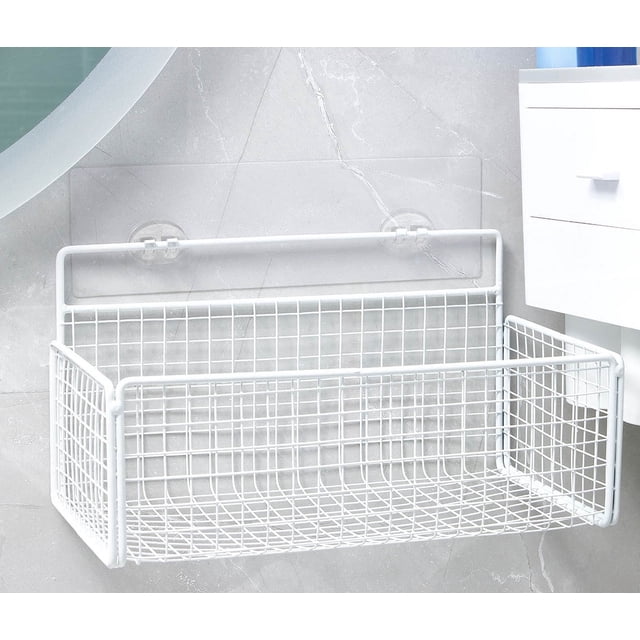 Wire Wall Grid Basket Hanging Display Shelf White Metal Grid Panel Accessories, 1 Pack