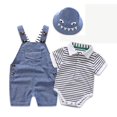 thumbnail image 1 of Conjunto de ropa de mameluco para bebé con sombrero de lazo, traje de verano a rayas para caballero con lazo, conjunto de mono para niño pequeño, ropa infantil para niño Tan Jianjun unisex, 1 of 2