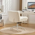 thumbnail image 6 of CQSXDA W26.4 Inch Wider Seat Office Chair With Artificial Rabbit Hair Upholstery Swivel Metal Base Adjusts, Cream, 6 of 16
