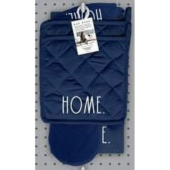 Rae Dunn Kitchen Towel, Oven Mitt & Potholder Kitchen Set 4-Pack, Navy Blue